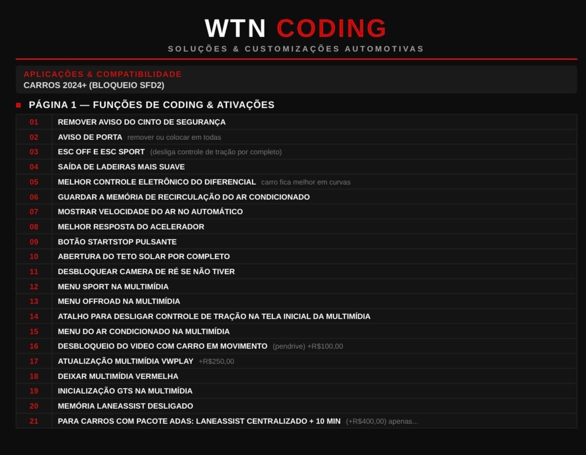 Coding CARROS 2024+ (BLOQUEIO SFD2)